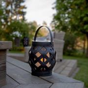 LED-lykt Flame Lantern, svart, høyde 16 cm