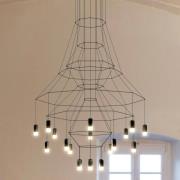LED-pendellampe Vibia Wireflow, svart, 279 cm