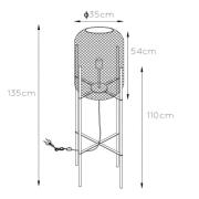 Gulvlampe i netting med fire ben, gull