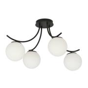 Taklampe Boston, svart/opal, 4 lyskilder