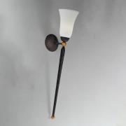 Vegglampe Antico, scavo-glass kantet, smijern, høyde 58 cm