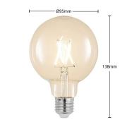 LED-pære E27 4 W G95 2 700 K globe filament, klar