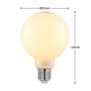 LED-pære E27 8 W G95 2 700 K globe, dimbar, opal