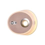 LED-vegglampe Zoom, spot, USB-utgang, rosa kobber