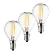 LED-dråpepære E14 4W 2700K Filament sett med 3 stk