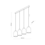 Glasshengelampe Satipo, 4 lyskilder, transparent