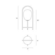 Bordlampe Drop, frostet glass-skjerm, gullramme