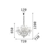 Ideal Lux lysekrone Florian kromfarget, krystall, 12flg.