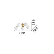 Ideal Lux taklampe Hermes messingfarget 60 cm 5 lyskilder i glass