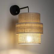 Calisto vegglampe, jute, naturbrun, bryter