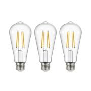 LED glødepære klar E27 3.8W 3000K 806lm sett med 3 stk