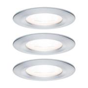 Paulmann 3p LED-spot Nova rund, IP44, dimbar, al