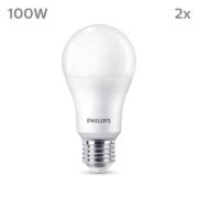 Philips LED-pære E27, 13W 1521lm 4 000 K matt 2stk