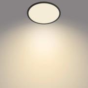 Philips SuperSlim LED-taklampe, IP44, Ø 29,5 cm, svart