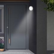 Utendørs LED-vegglampe Dortmund Ø17cm sølv