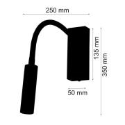 Rocco LED-vegglampe, matt svart, grå flexarm