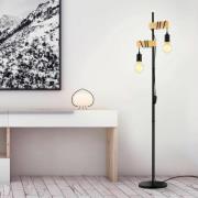 Gulvlampe Townshend 2 lyskilder svart/lyst tre