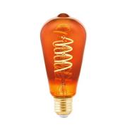 LED-pære ST64 E27 4 W 2°000°K filament kobber