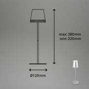 LED-bordlampe Kiki med oppladbart batteri 3 000K, matt krom