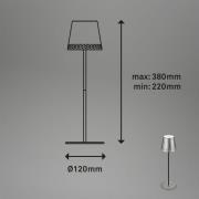Kiki LED-bordlampe, antikk sølv, IP44, 3000K