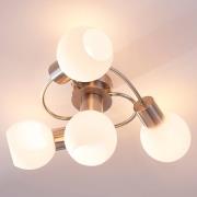 Lindby taklampe Ciala, 4 lys, nikkelfarget, glass