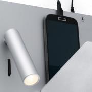 Kompakt LED-vegglampe Suau med USB-lader