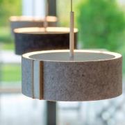 LED-hengelampe LARAfelt S, Ø20cm, grå/ullhvit