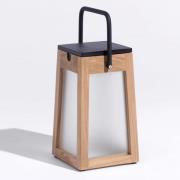 Tecka LED-solcellelykt, bærbar, teak 25 cm