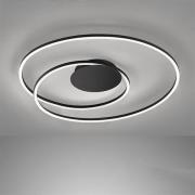 LED-taklampe HOLY, svart, Ø 49 cm, fjernkontroll, CCT