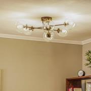 Taklampe Glassy, svart, klar, glass, 6 lyskilder, E14