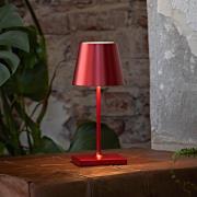 Nuindie mini LED oppladbar bordlampe, USB-C, rød, IP54, dimbar