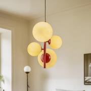 Hengelampe Joel, vinrød/hvit, 4 lyskilder