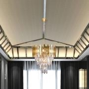 Hengelampe Aspen metall gullfarget glasskrystaller, høyde 50 cm