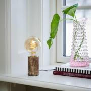 Bordlampe Siv med marmorsylinder, brun