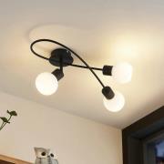 Lindby taklampe Elaina 3 lysk, lang, svart hvit