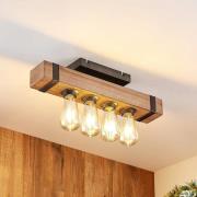 Lindby Sverina taklampe, 46 cm, brun, tre, metall