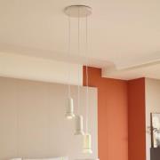 Lindby hengelampe Kerimi, keramikk, krem, 3 lyskilder, rund