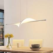 Lucande LED-pendellampe Edano, 122 cm, hvit, tekstil, dimbar