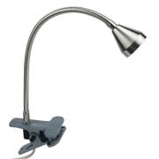 LED-klemmelampe Mini, fleksibel arm, nikkel, 3000K