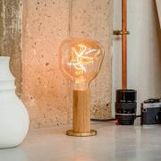 Tala bordlampe Knuckle, lampe i klart glass, eik