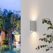 Prios Irfan utendørs vegglampe rund hvit 15,5 cm