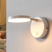 Lindby LED-vegglampe Milow, hvit, 9,6 cm høy, bryter