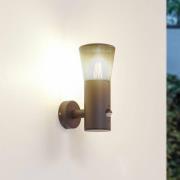 Lindby utendørs vegglampe Heulo, Ø 10,5 cm, røykgrå, sensor