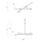 Kika hengelampe, 6 lyskilder, svart/hvit, metall, glass
