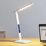 Lindby LED-bordlampe Ludmilla, høyde 34 cm, hvit, display