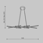 Maytoni LED-hengelampe Halo, messingfarget, lengde 103,5 cm