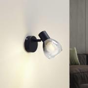 Lindby Pendura vegglampe, Ø 9 cm, svart, glass