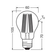 OSRAM LED tradisjonell glødepære E27 7,2W Filament 4,000K 1521lm 2-pk