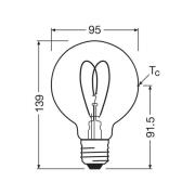 OSRAM LED Vintage G95 E27 4,9W 922 Heart Filament gull dimbar