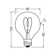 OSRAM LED Vintage G80 E27 4,9W 922 Heart Filament gull dimbar